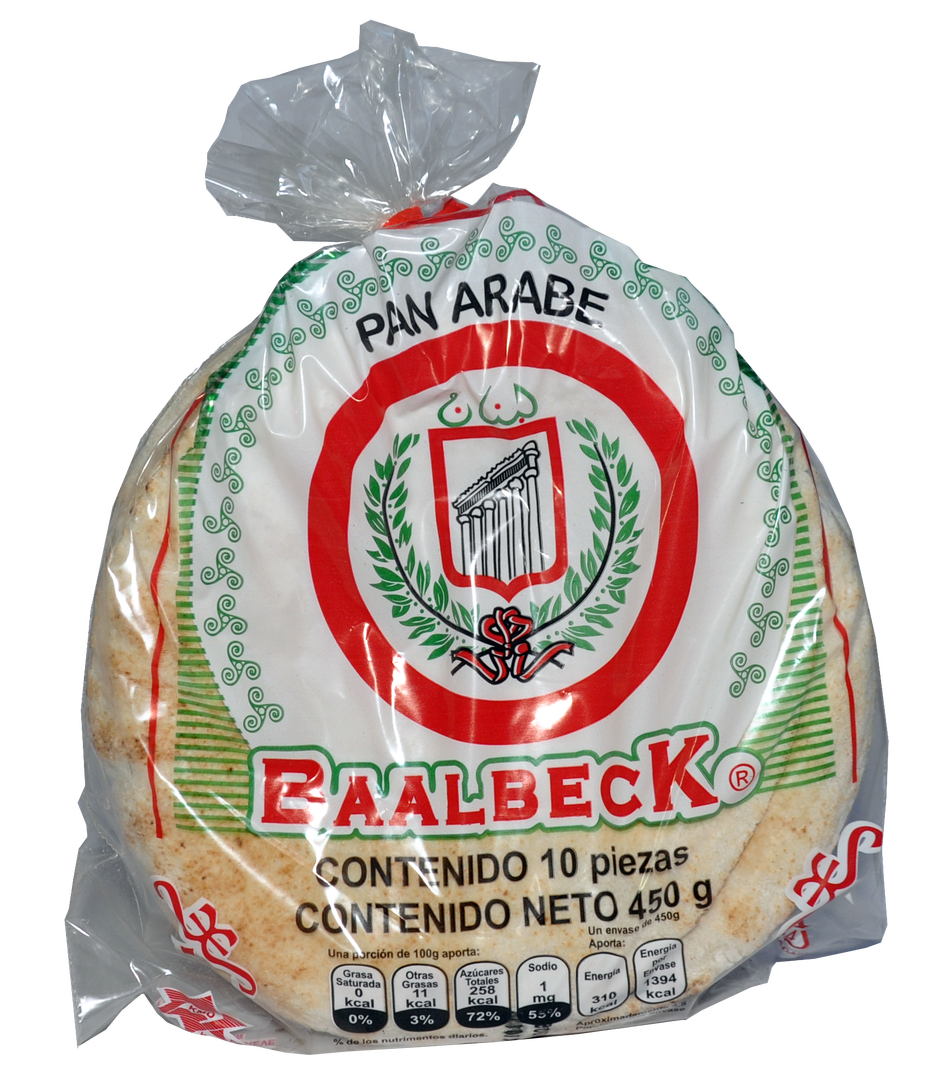 BOLSA DE PAN ARABE CHICO DE 450G 10PZAS.