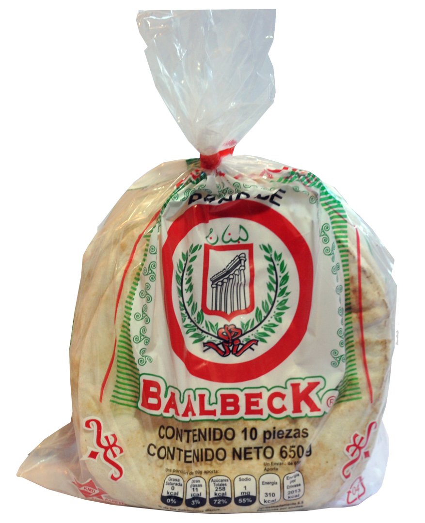 BOLSA DE PAN ÁRABE MEDIANO DE 650G 10PZAS.
